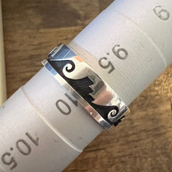 Hopi Native American Guy Josytewa Signed Overlay Sterling Silver Ring Men Unisex - Picture 7 of 10